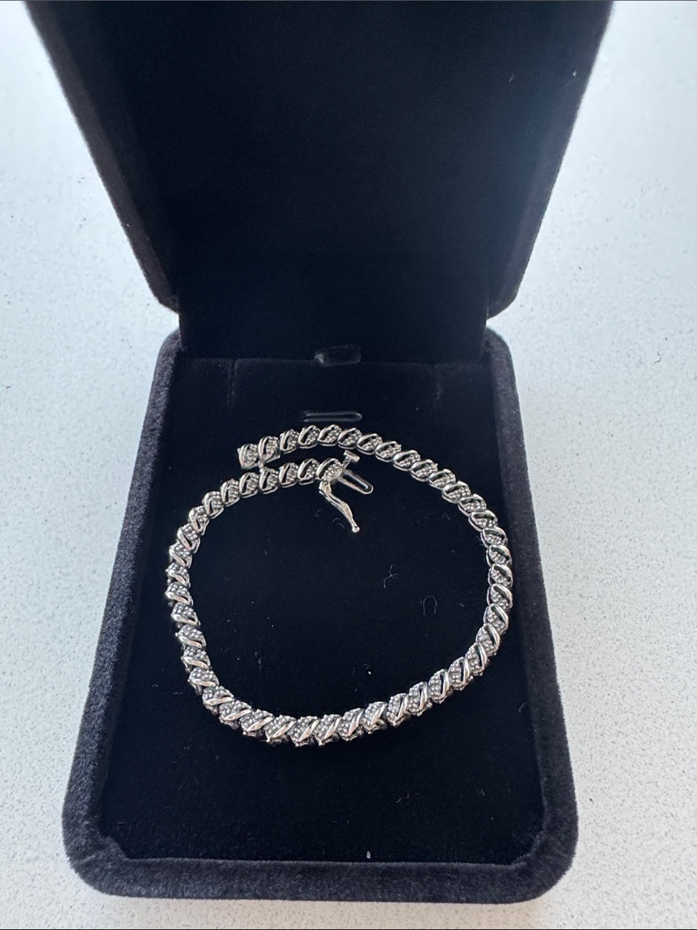 IND 925 Sterling Silver Diamond Accent Bracelet 7.5"- 1/2 carat in chips